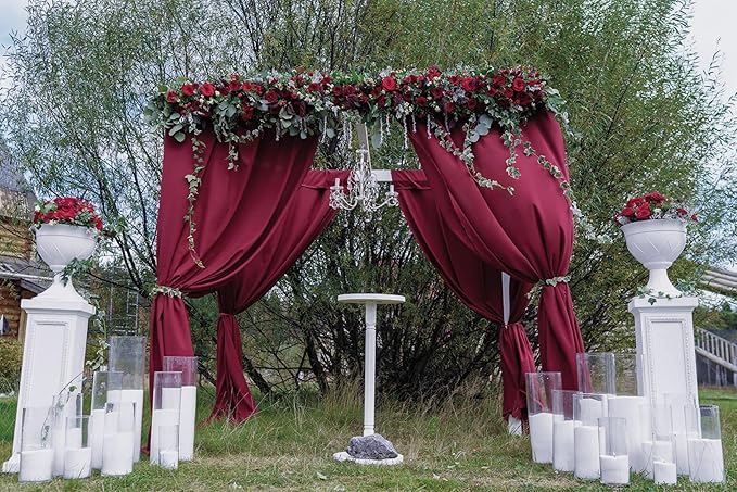 6 Panels Burgundy Wedding Arch Drapery 28" x20Ft Wedding Arch Draping Fabric Chiffon Fabric Drape Sheer Backdrop Curtain for Weddings Party Swag Ceremony Birthday Arbor Drapery Reception Ceiling Décor