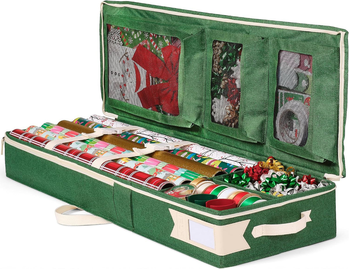 little elf premium wrapping paper storage organizer, easy, main product view