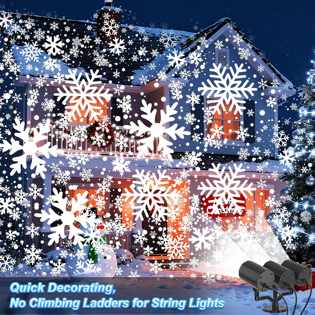 christmas projector lights outdoor, 2025 upgraded triple head shown in use