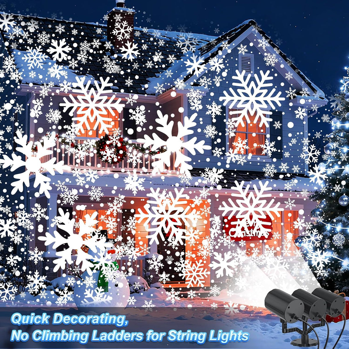christmas projector lights outdoor, 2025 upgraded triple head shown in use
