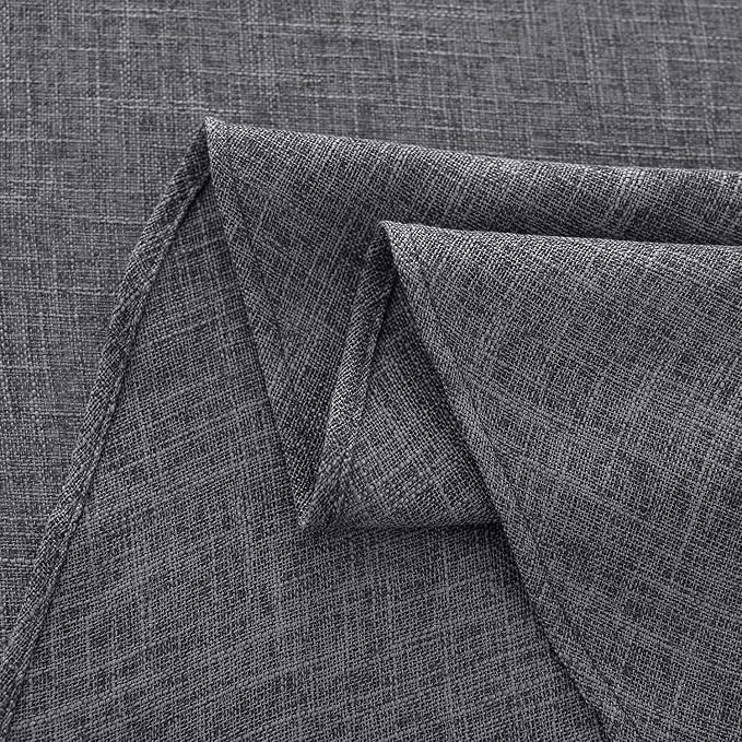 maxmill Flaxy Faux Linen Tablecloth with 2-Tone Slubby Texture Wrinkle Resistant Anti-Shrink Soft Table Cloth for Kitchen Dining Restaurant Tabletop for Event Holiday Dinner Round 70 Inch Charcoal