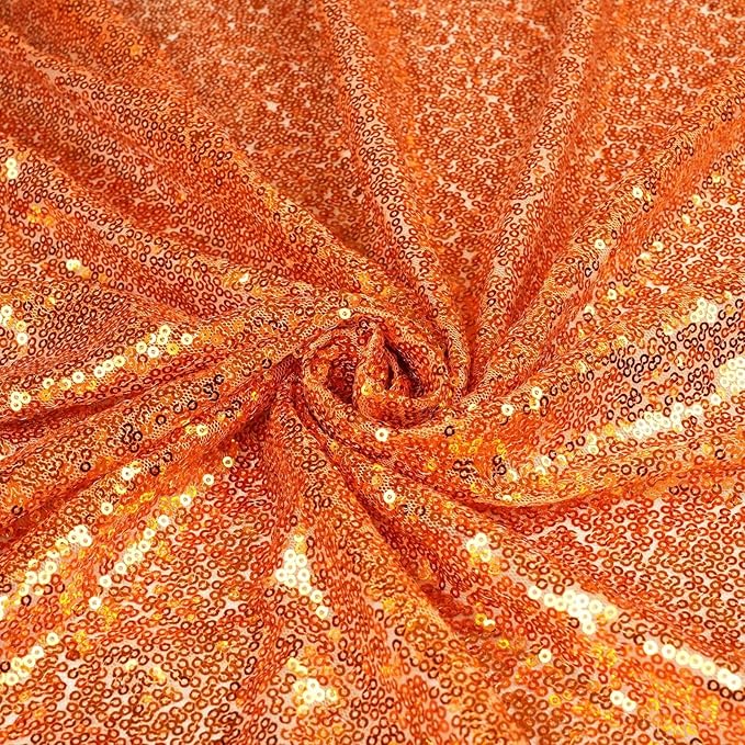 Eternal Beauty Sequin Backdrop Curtains, 2x8 Ft-2 Panels Orange Back Drop for Shimmer Photography Party Wedding Birthday Decor