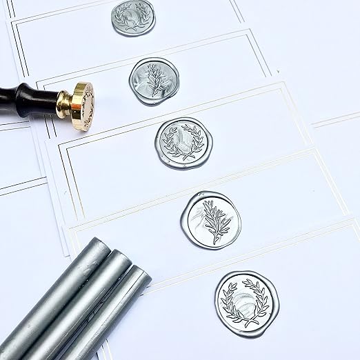 UNIQOOO Mailable Glue Gun Sealing Wax Sticks for Wax Seal Stamp - Metallic Silver, Great for Christmas Cards, Wedding Invitations, Cards Envelopes, Snail Mails, Wine Packages, Gift Ideas, Pack of 8