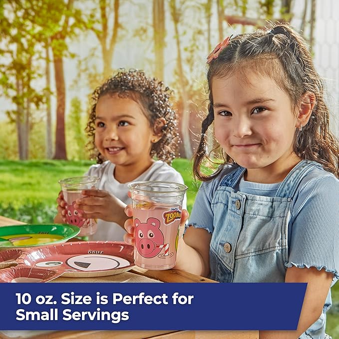 Hefty Zoo Pals Kids Cups, Animal Printed Kids Plastic Cups for Birthday Parties or Everyday Use, Great for Small Hands to Hold, 25 Count, 10 Fl. Oz.