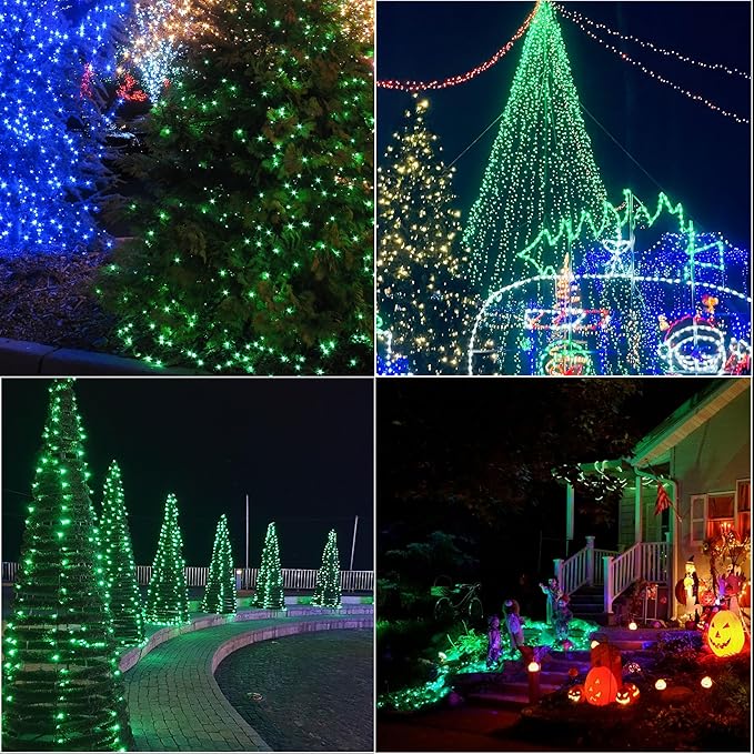 LAMPHOME 33ft Christmas Decorative St. Patrick's Day Mini String Lights, 100 LED Transparent Wire Fairy Starry String Lights Plug in, 11 Lighting Modes for Indoor Outdoor Xmas Tree (Green)