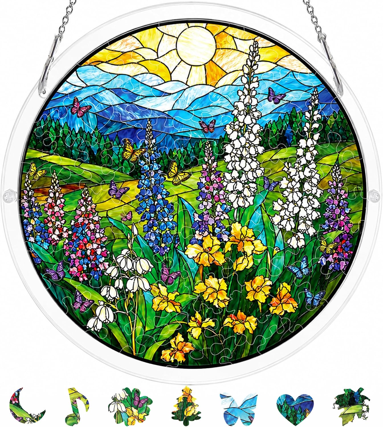 8.9 Inches Wildflower Puzzle Suncatcher, Sun Catcher Puzzle Gift for Women