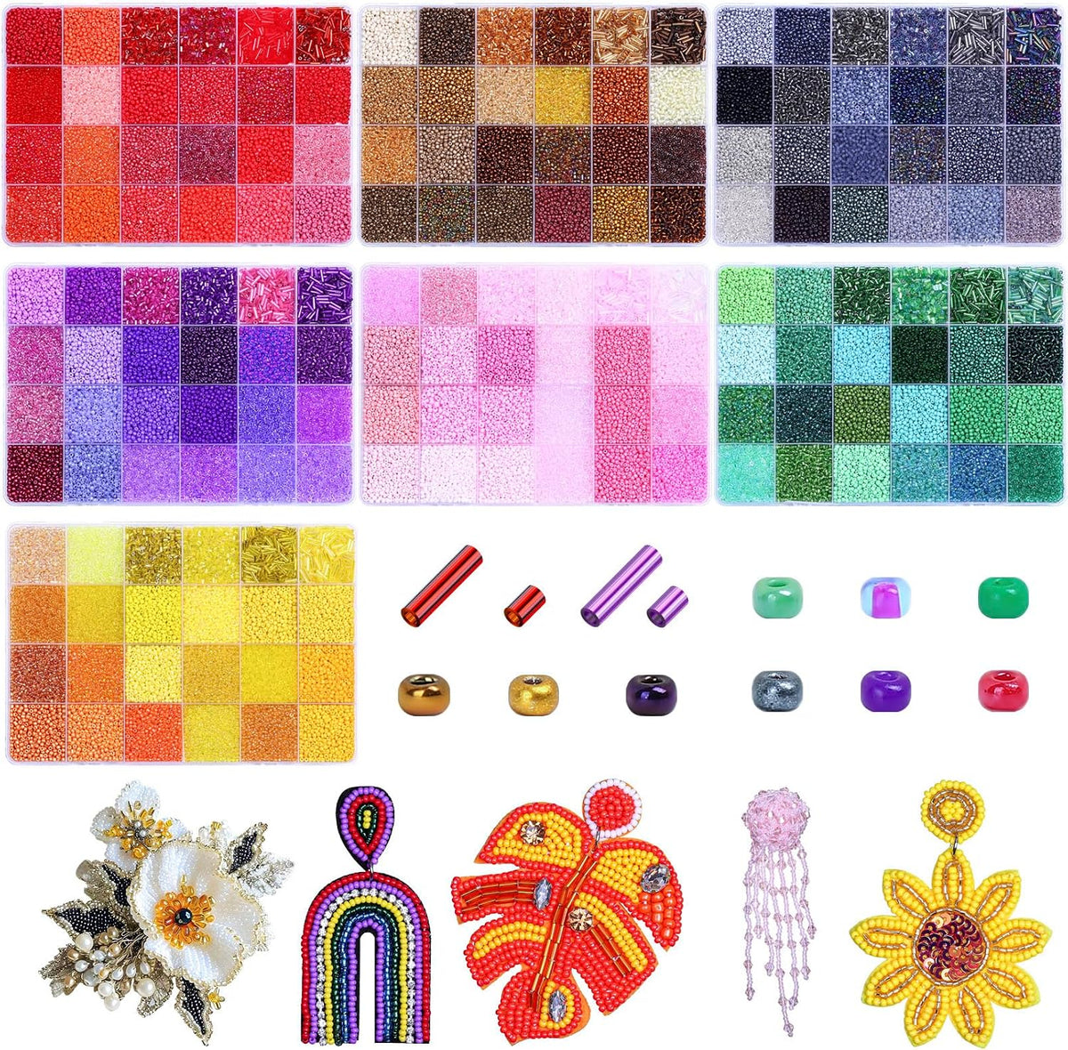 songin 62,300pcs seed beads kit with bugle beads, main product view
