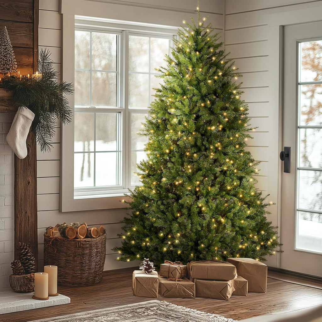national tree company 7ft pre-lit dunhill fir artificial, close-up detail