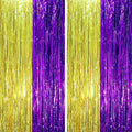 2 Pack Purple and Gold Foil Fringe Backdrop Curtains, Tinsel Streamers Party Decorations, Fringe Backdrop, Door Shimmer for Graduation or Birthday Party