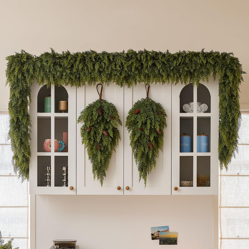 picktop 8 ft cedar garland, realistic high-density artificial, view 9
