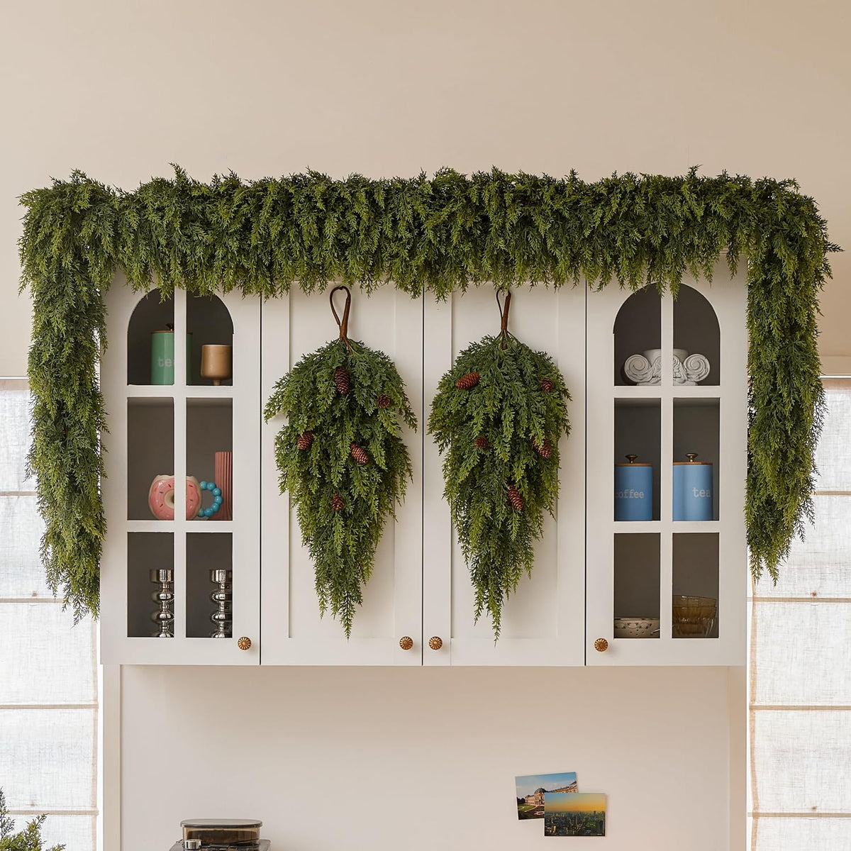 picktop 8 ft cedar garland, realistic high-density artificial, view 9