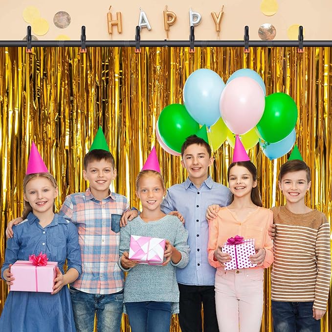 T-Shape Backdrop Stand 8x5.3FT, Height and Width Adjustable Background Stand for Parties,Green Screen Holder with 6 Spring Clamps