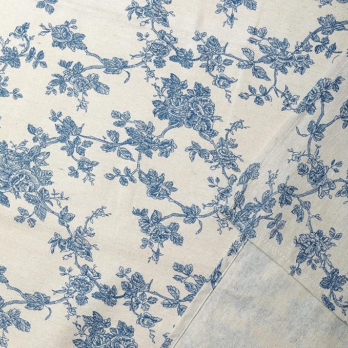 Pastoral Rectangle Tablecloth - 60 x 120 Inch - Beige Table Cloth - Washable Table Cover with Dust-Proof Wrinkle Resistant for Restaurant, Picnic, Indoor and Outdoor Dining, Floral (Dark Blue)
