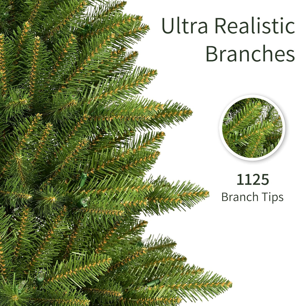 puleo international 6.5ft pre-lit slim fraser fir artificial showing dimensions
