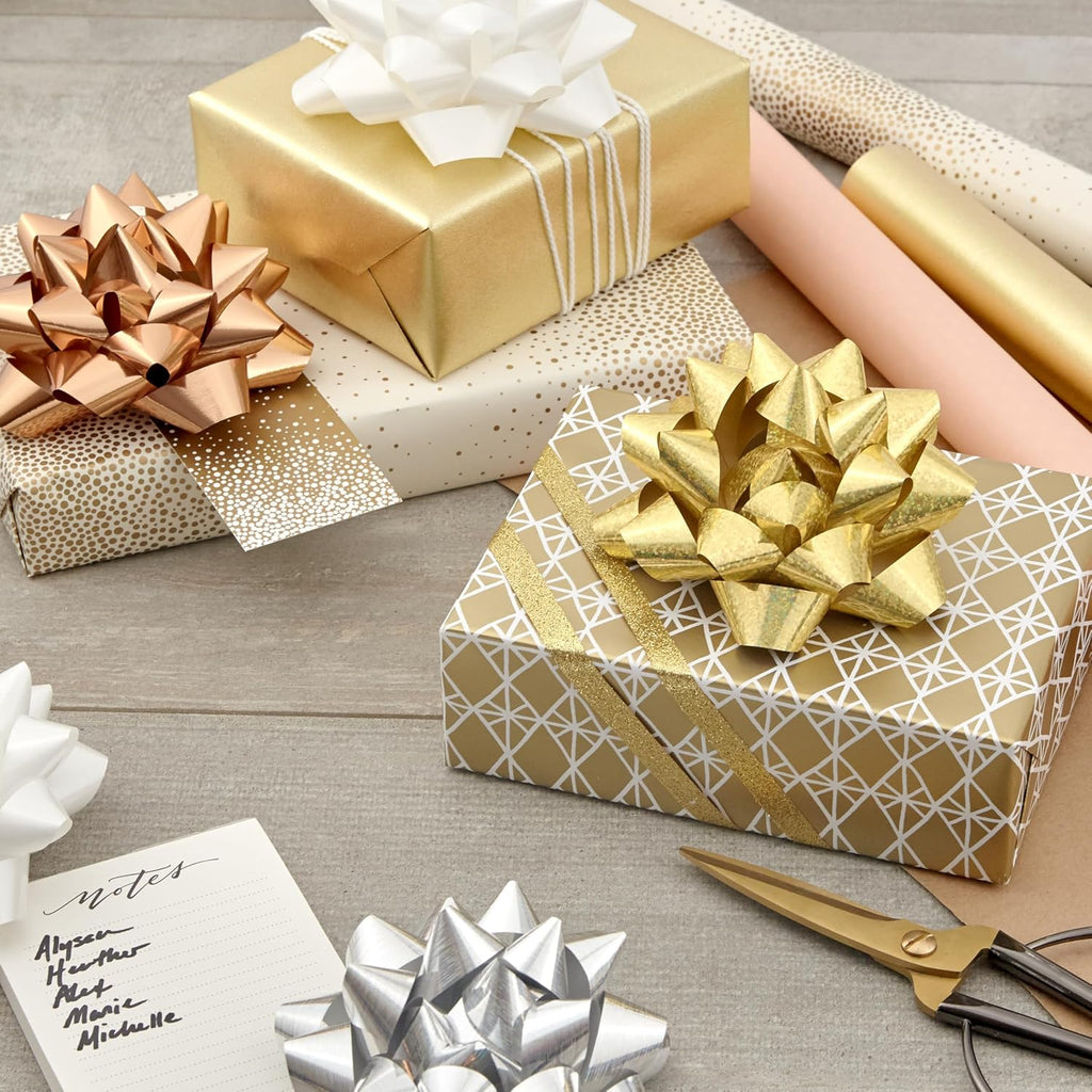 Hallmark Gift Bow Assortment, 12 Count (Gold, Silver, Bronze, White) for Birthdays, Mother's Day, Weddings, Bridal Showers, Any Occasion