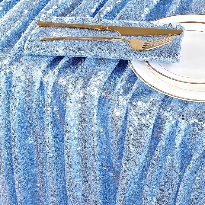 Baby Blue Christmas Backdrop Curtains 4 Pieces 2FTx8FT Sequin Photography Background Curtain for Party Decoration