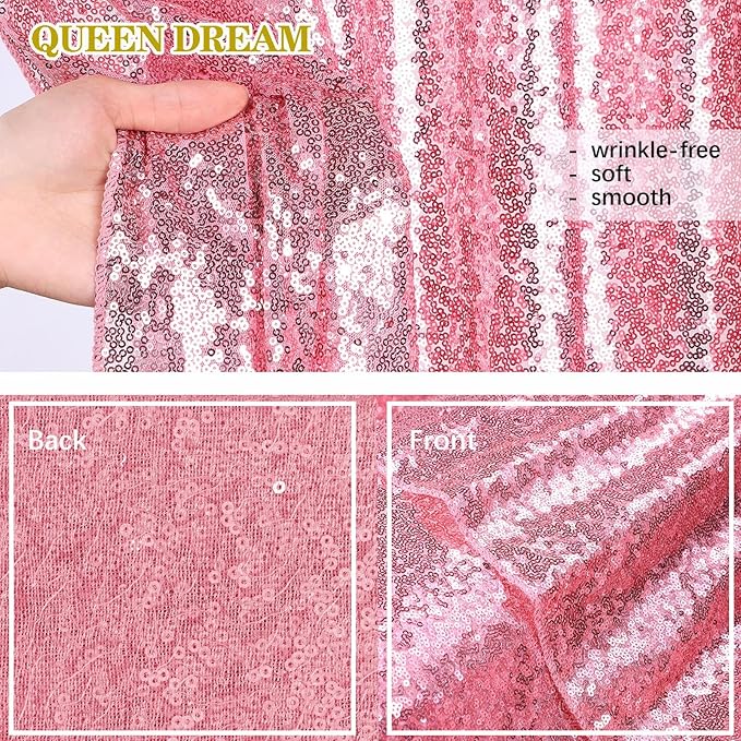 Blush Pink Sequin Backdrop Glitter Backdrop Curtains 10ft x 10ft Glitter Background for Party Baby Shower Wedding Decorations