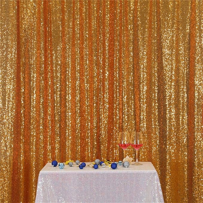 Eternal Beauty Yellow Gold Sequin Backdrop, 7x7 Ft Glitter Background Curtains for Shimmer Photography Party Wedding Birthday Back Drop Decor