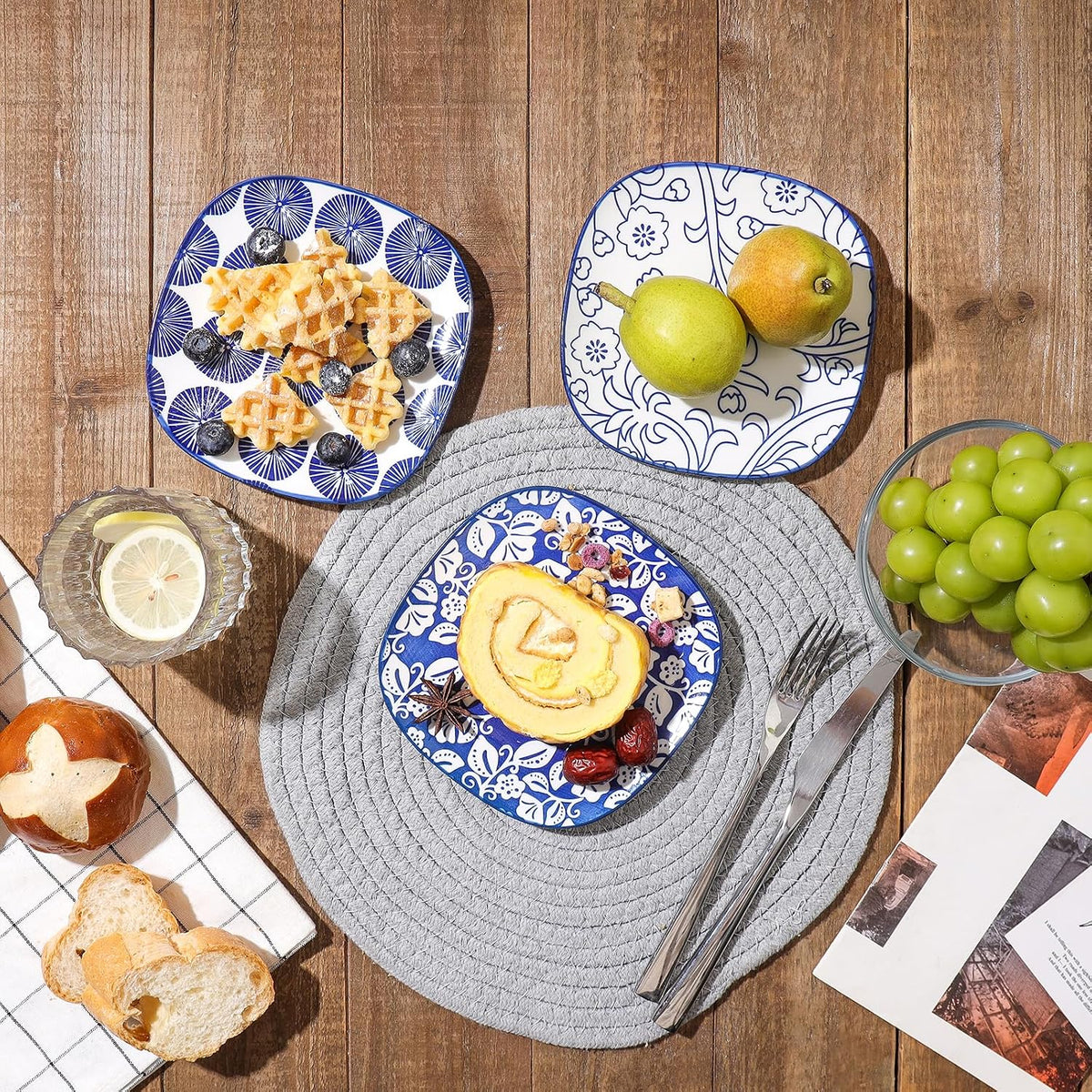 Selamica Porcelain Small Plates - 6 inch Dessert & Appetizer Plates, Micr...