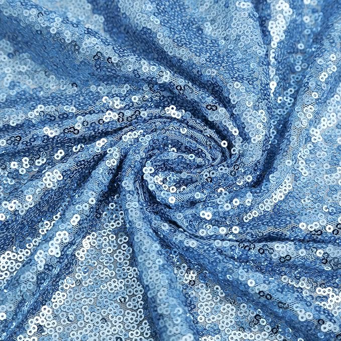 Baby Blue Sequin Backdrop Curtain 7ft x 7ft Glitter Photo Background for Wedding Baby Shower Party Stage Decorations