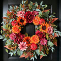 24" fall flower wreath with sunflowers peony pumpkins, main product view