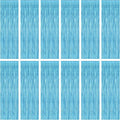 12 Pack Party Decorations, 3.28 FT x 7.05 FT Sky Blue Curtains, Metallic Party Streamers Photo Booth Backdrop Foil Fringe Curtains, Light Blue Winter Wonderland Backdrop Birthday Decor