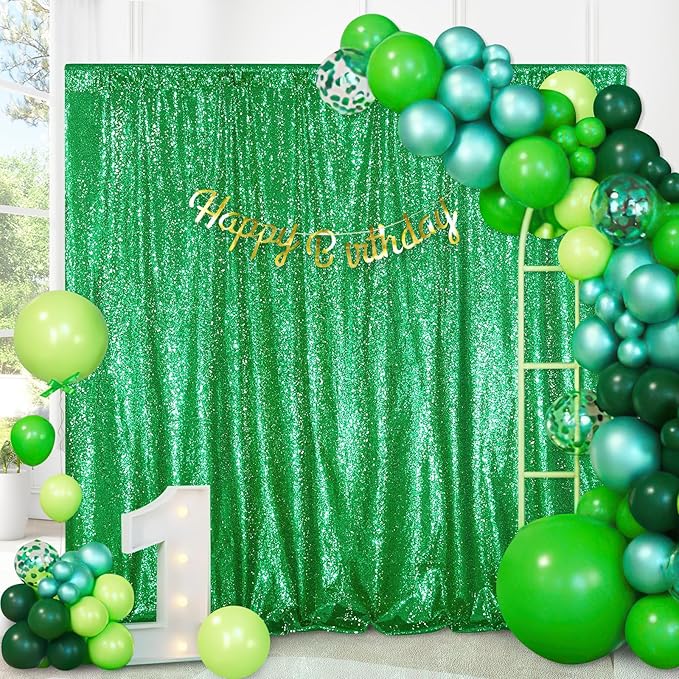 Dark Green 10ftx10ft Sequin Backdrop Curtain Glitter Christmas Background Drapes Sparkle Photography Backdrop for Party Bridal Birthday Decoration