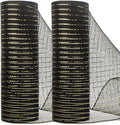 Ribbli 2 Rolls Black Mesh Ribbon,10 inch x 30 feet(10Yard) Each Roll,Metallic Black with Gold Wide Foil,Use for Wreaths Swags and Christmas Tree Decoration