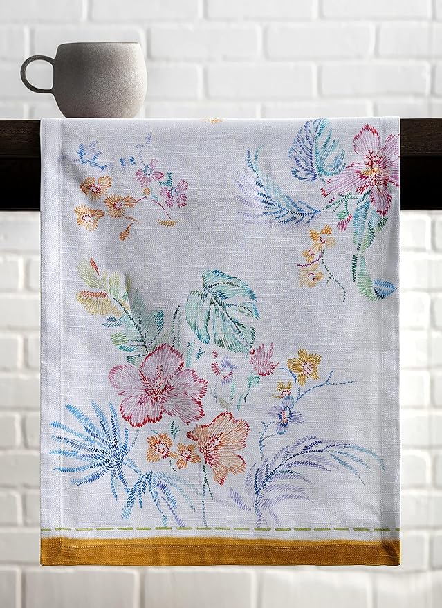 Maison d' Hermine Table Runner 100% Cotton Single Layer Table Runners 72 inches Long Decorative for Home Kitchen Dining Party Wedding Bridal Shower Spring Summer (Paradise Island, 14.50" x 72")