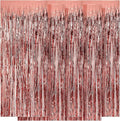 5 Pack Rose Gold Fringe Backdrop 3.2ft x 8.2ft Foil Curtain Tinsel Fringe Curtains for Birthday Party Decoration Wedding Christmas Decoration