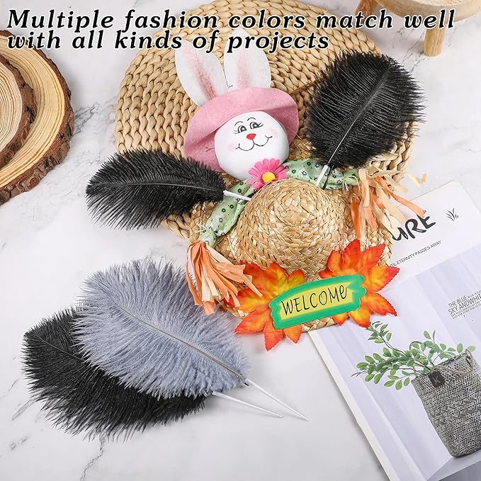 SOGUGOM Black Craft Ostrich Feathers - 30PCS 8-10 inch Ostrich Feathers Kit for Centerpieces, Kindergarten Crafts, Dream Catchers and DIY Projects(Black)