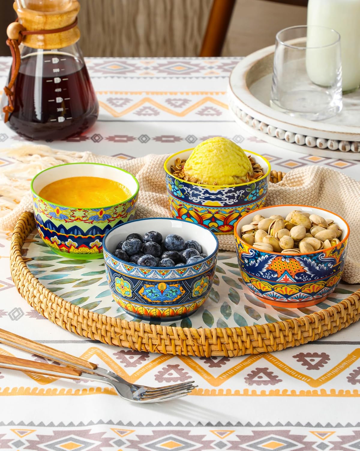 vancasso Ramekins 8 oz Oven Safe, Bohemian Style Creme Brulee Ramekin Set of ...