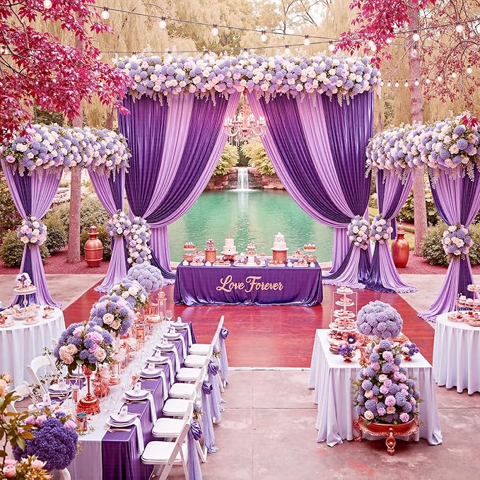10x10ft Thick Purple Glitter Backdrop Curtain Panels for Parties, Wrinkle Free Sequin Sparking Photo Backdrop Drapes, 2 Panels 5x10ft Shimmer Back Drop Cloth for Wedding Birthday Photography