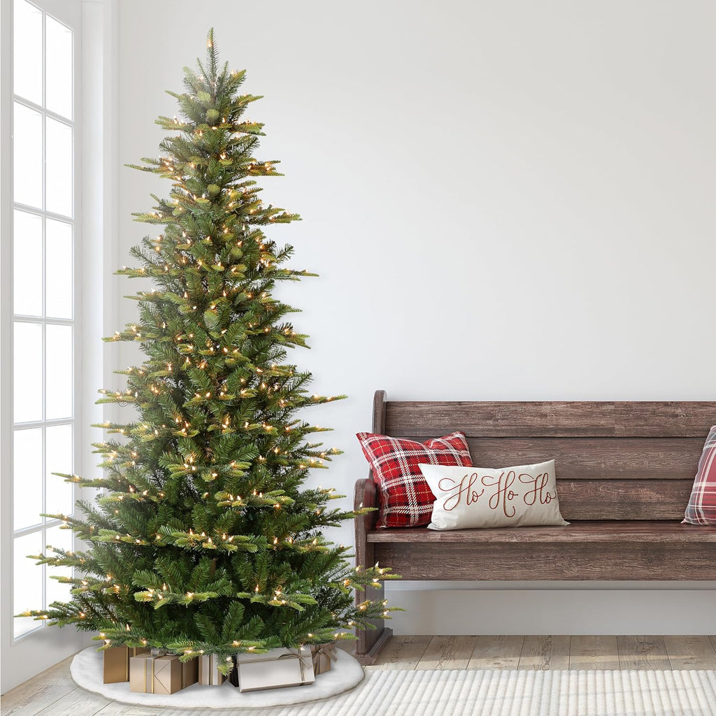 puleo international 7.5ft pre-lit slim aspen fir artificial, close-up detail