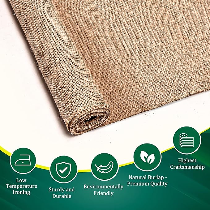 Burlap Table Runners (Pack of 3) – 12”x 108” - No-Fray Finished Edge Premium Quality Natural Table Runner – No Odor, Eco-Friendly Burlap Runner, Perfect for Rustic Table Decor and Other DIY Crafts