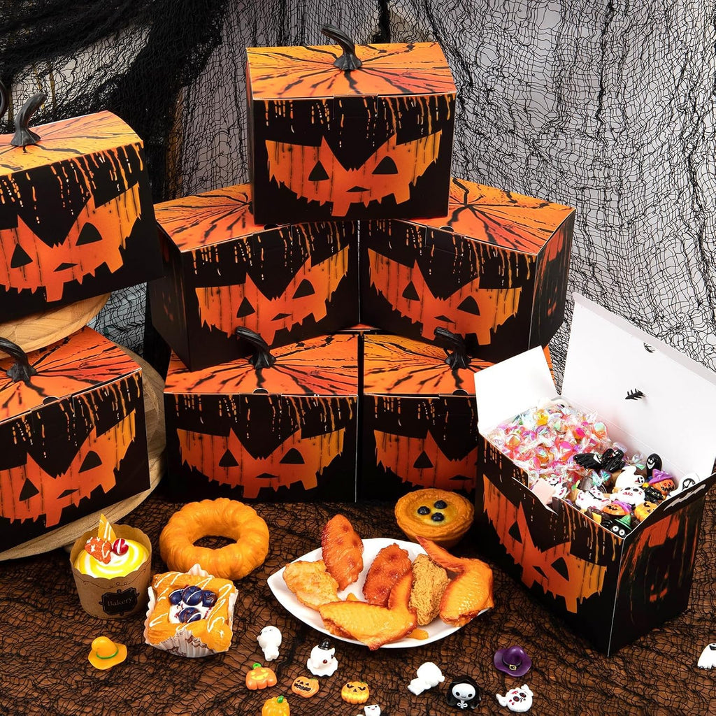 APLUSWER 20pcs Pumpkin Shaped Boxes with Simulated Stems, Large Halloween Treat Boxes Bakery Boxes Candy Boxes for Party Favors, Halloween Decor Boxes Centerpieces for Holiday Birthday Gifts
