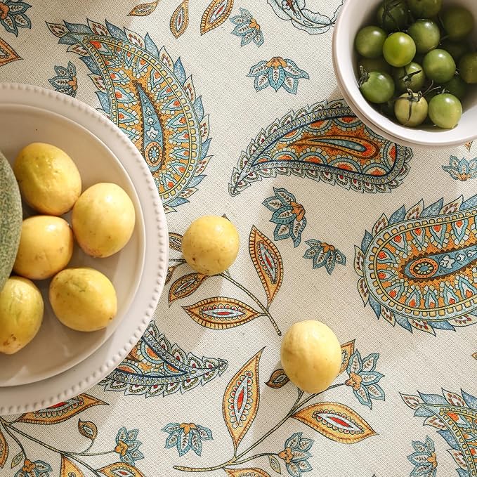 patdrea Designer Vintage French Rectangle Table Cloth,Italian Floral Wrinkle Free Farmhouse Extra Long Tablecloth,Decor Table Cover for Kitchen Dining,Christmas,Thanksgiving,67"x118"-Lysaniya