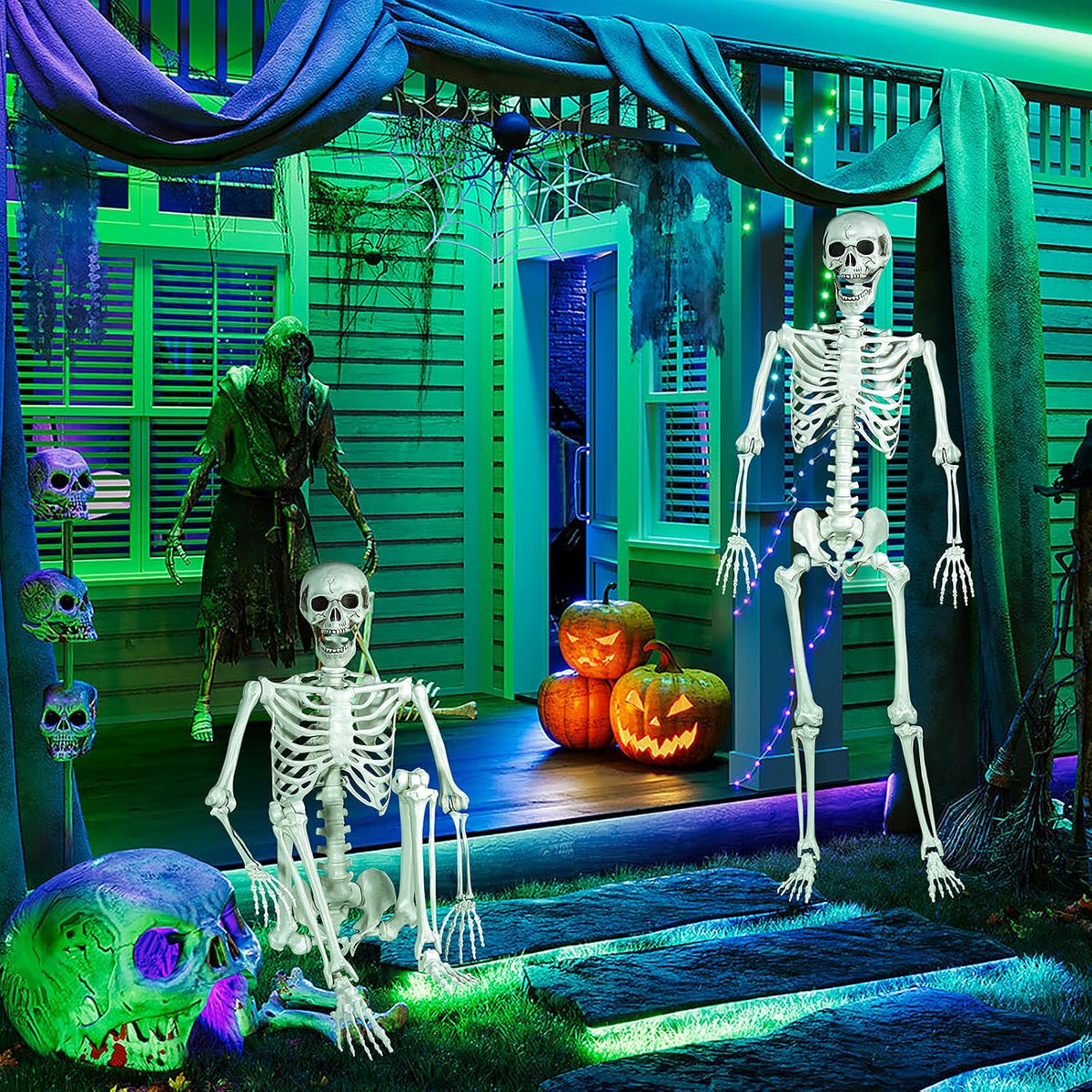 Halloween Skeleton, Realistic Life Size Skeleton with Movable Joints for Hall...