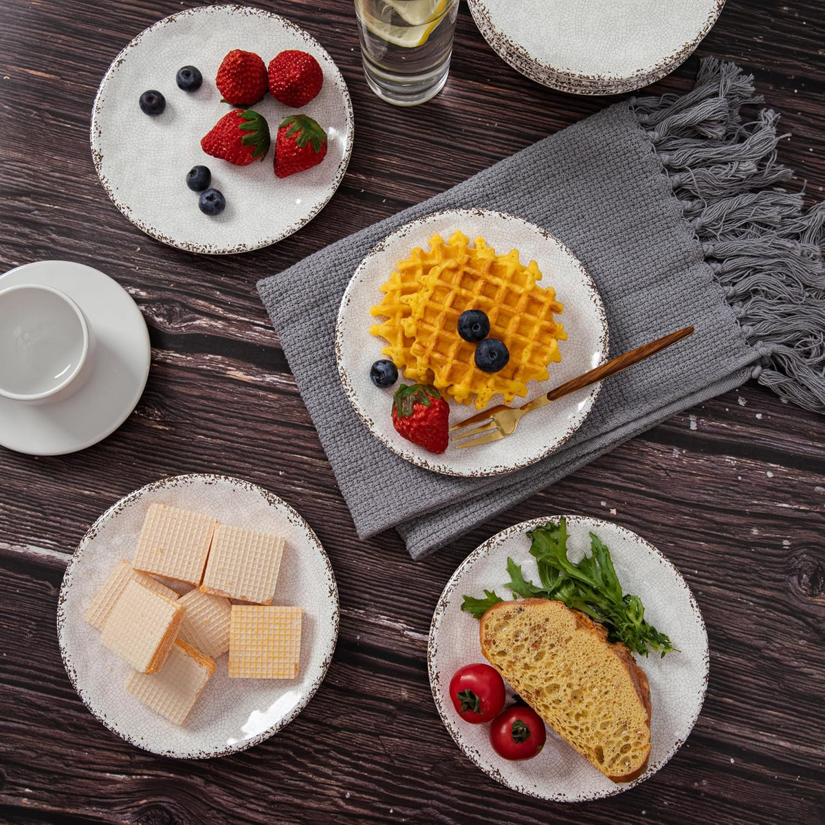Farmhouse Melamine 6 Inch Appetizer plate, Small Serving Dinnerware/Snack/Par...