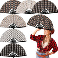 Thyle 6 Pcs Large Folding Fan for Line Dancing Bulk Boots on The Ground Hand Fan Black Popping Clapping Party Favors Decoration Gift for EDM Festival Club Summer(Western Cowboy)