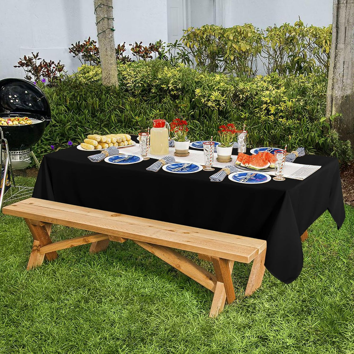 sancua 10 Pack Black Rectangle Tablecloth, 60 x 84 Inch for 4ft Tables