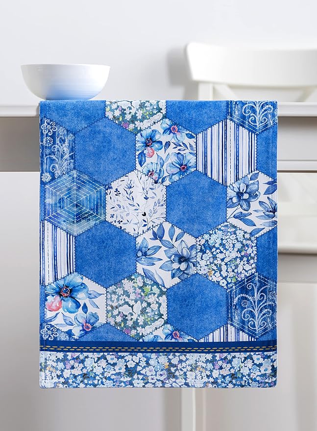 Maison d' Hermine Table Runner 100% Cotton Double Layer Table Runners 72 inches Long Decorative for Home Kitchen Dining Party Wedding Bridal Shower Spring Summer (Summer Blues, 14.50" x 72")