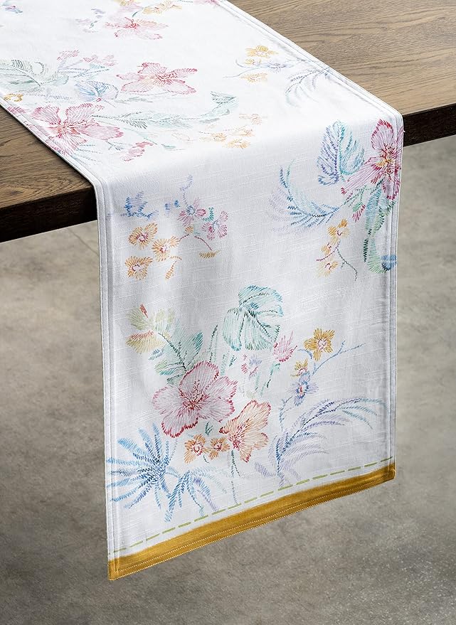 Maison d' Hermine Table Runner 100% Cotton Double Layer Table Runners 72 inches Long Decorative for Home Kitchen Dining Party Wedding Bridal Shower Spring Summer (Paradise Island, 14.50" x 72")