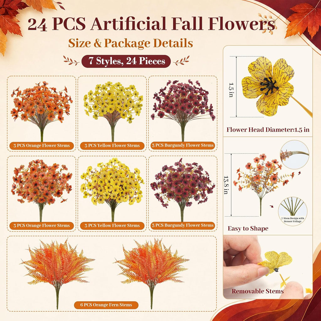 der rose 24pcs artificial fall flowers for outdoors shown in use