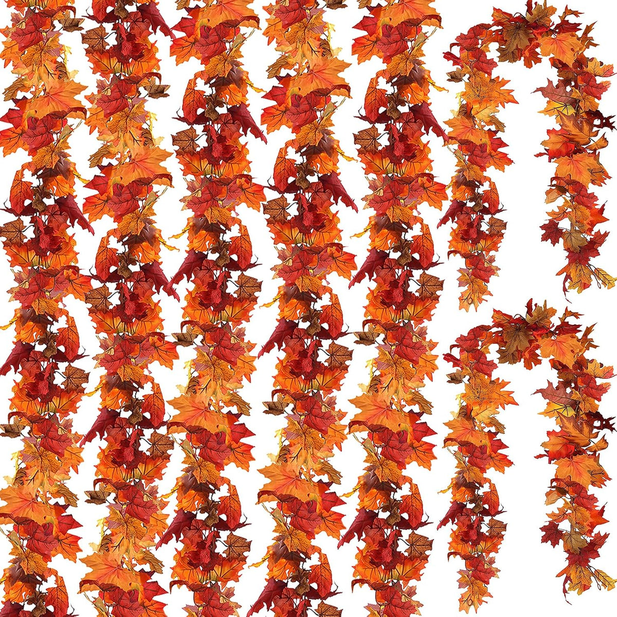 CQURE 7 Pack Fall Leaf Garland, Total 41.3Ft Artificial Fall Vines Autumn Gar...