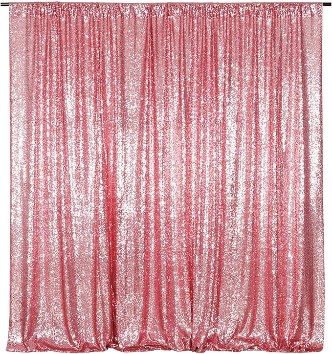 Poise3EHome 10FT x 10FT Sequin Photography Backdrop Curtain for Party Decoration, Fuchsia Pink