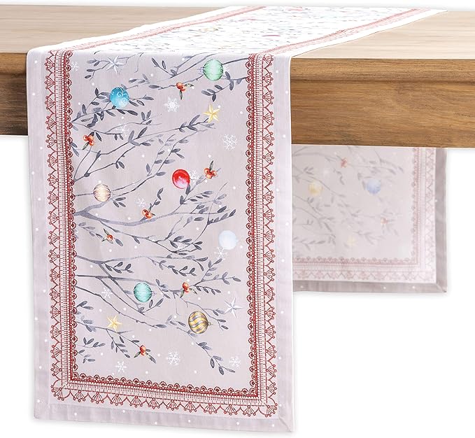 Maison d' Hermine Table Runner 100% Cotton Single Layer Table Runners 60 inches Long for Thanksgiving Christmas Decorations Home Kitchen Dining Party Wedding (Fairy Christmas, 14.5" x 60")