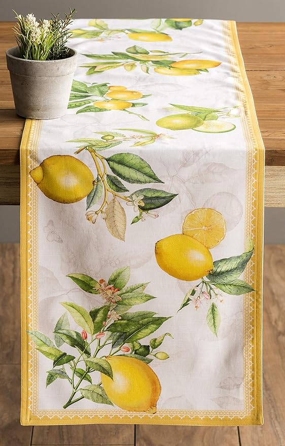 Maison d' Hermine Table runner 100% Cotton Double Layer Table Runners 72 inches long Decorative for Home Kitchen Dining Party Baby Shower Wedding Bridal Shower Spring Summer (Limoncello, 14.50" x 72")