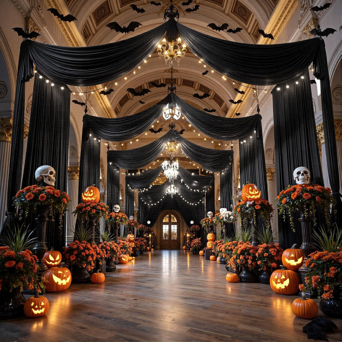 20ftx40ft Black Ceiling Curtain for Halloween Parties