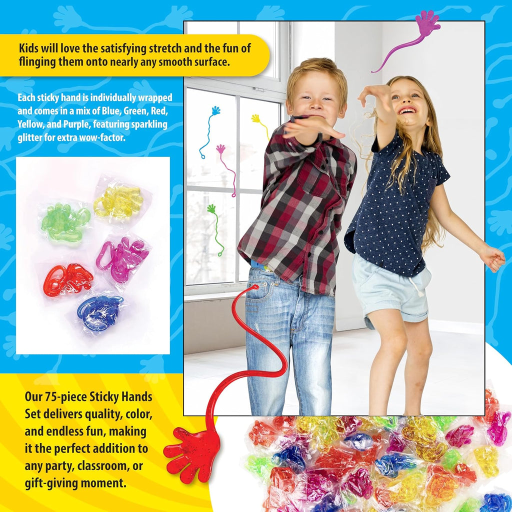 Giraffe 75 Pcs Bulk Sticky Hands for Kids – Stretchy Slap Hands Kids Summer Party Favors Bulk, Classroom Rewards, Birthday Prizes, Small Halloween Toys for Boys, Goodie Bag Stuffers for Kid